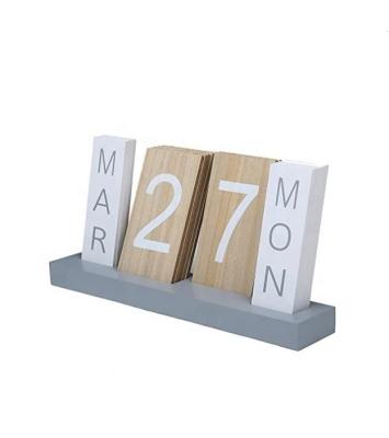 China 100% Eco-friendly Wooden Block Month Date and Day Tile Calendar Desk Accessories Perpetual Wooden Calendars Display for sale