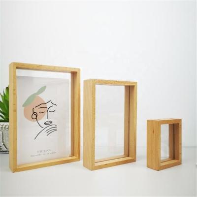 China Creative Custom Solid Wood Wooden Desktop Photo Frames Beech Trapezoidal Calendar Picture Frames Handmade Decoration for sale