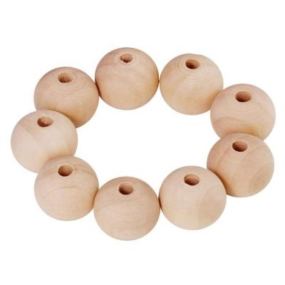 China Eco-Friendly 120 Pcs 1 Inch Wooden Beads Loose Balls Natural Solid Log Unfinished Solid Spacer Beads Round Ball for sale