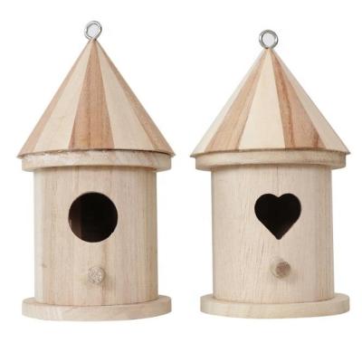 China European Solid Wood Splicing Children's DIY Home Decoration Tree Bird Nest Wooden Bird Nest Coloring Hanging Bird Box for sale