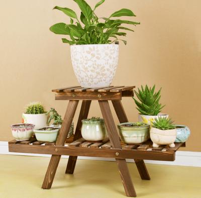 China Eco-friendly Customized Folding Wooden Flower Stand For Flower Pot for sale