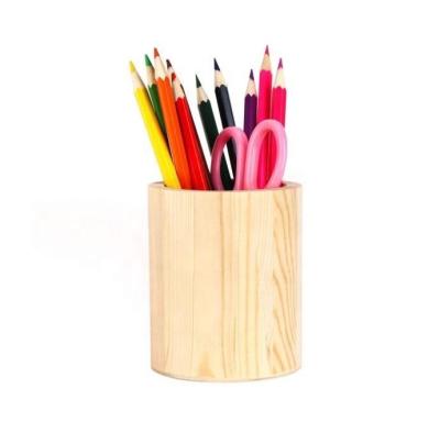 China Eco-Friendly Universal Wood Desk Pencil Cup Pen Holder Office Pot Cup Pencil Holder Wooden Pencil Organizer for sale