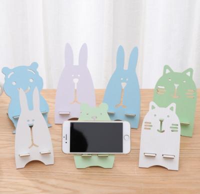 China Europe Rabbit Animal Mobile Phone Holder Cute Wooden Phone Holder Desktop Useful For Watching Video, For Kids, Puppy for sale