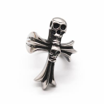 China De Ring Men gothic retro men's jewelry stainless steel punk cross skull punk cross ring for sale