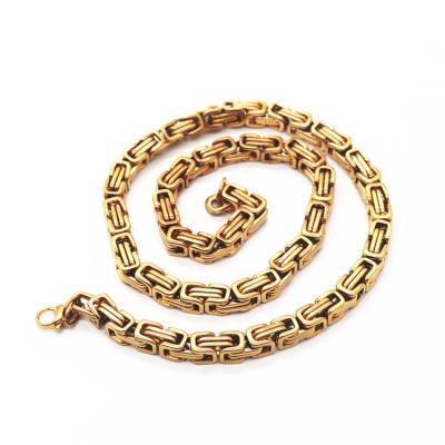 China Wholesale Gold Titanium Steel Hip Hop Fashion Hiphop Jewelry Personality Necklace 7mm Square Chain for sale