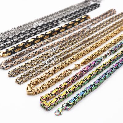 China Fashion Punk Titanium Jewelry Top Selling Stainless Steel Buckle Chain Byzantine Imperial Amazon Necklace Chain for sale