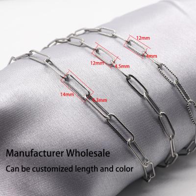 China Popular Stainless Steel Chain Hip Hop Long Paper Clip Sweater Clavicle Chain Cross Rectangular Cross Bracelet Necklace for sale