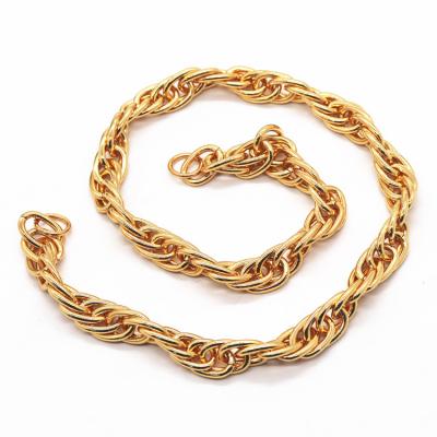 China Hiphop Real Gold Plated Chain Hip Hop Cuban Chain Gold Chain Necklace Twist Chain Bag Copper Thick Chain for sale