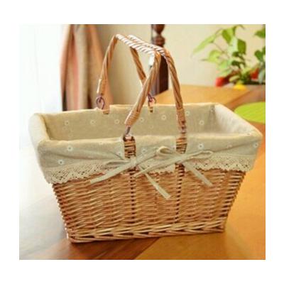 China Cheap Shopping Basket Wicker Shopping Basket With Two Movable Handles Wicker Basket For Shopping for sale