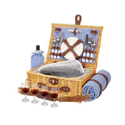 China Cheap Foldable Stocked Willow Weaving Picnic Basket With Handle Gift for sale