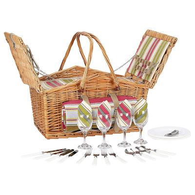 China New Design Cheap Wholesale Stocked Willowseagrass Picnic Basket For 2 Person for sale