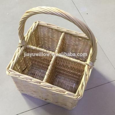 China China handmade wicker wine basket for 4 bottles with dividers to hold 4 bottles of wine for sale