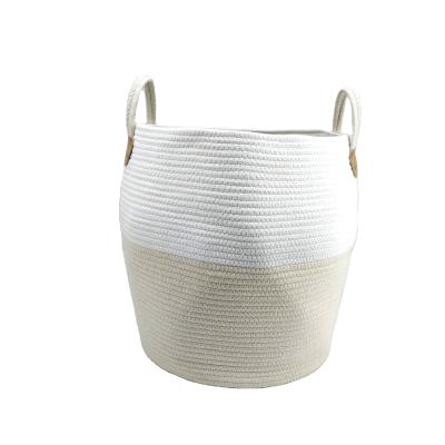 China Wholesale Custom Viable Fashion Household Storage Basket Cotton Handle Rope Woven Laundry Basket Extra Large for sale