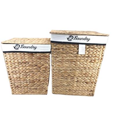 China Cheap viable home decoration water hyacinth laundry basket with lid for sale home decor/real laundry storage basket for sale