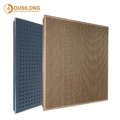 China Integrated Aluminum Square Suspended Ceilings Ceiling Tiles 600*600mm Clip In Ceiling Panel Acoustic Decorative Panels for sale