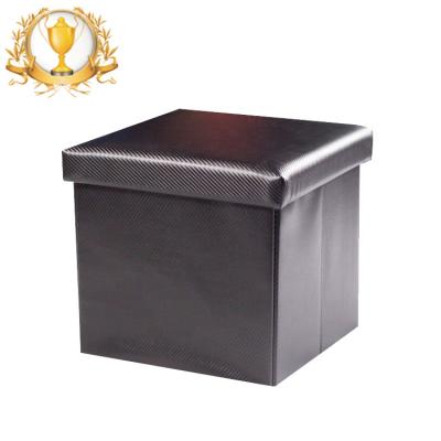 China Leather Folding Ottoman Storage Ottoman Home Office Large Foldable Storage Cube for sale