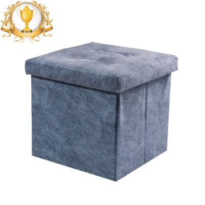 China Home Ottoman Footstool Fabric Velvet Storage Ottoman Cube Feet Foldable Bed Storage Box for sale