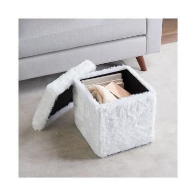 China Sustainable Factory Polyester Fabric Square Storage Ottoman Bed Manufacture Best Selling Folding Stool for sale