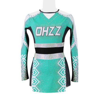 China 250gsm Fabric 2022 Latest Custom Design High Quality Cheer With Different Rhinestones Cheerleading Uniforms for sale