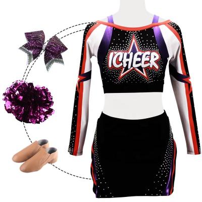 China wholesale 250gsm Fabric Panel Cheerleading Uniforms And Borders Custom Cheer Sublimated High Quality Cheerleading Uniform Team Wear for sale