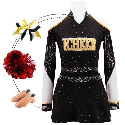 China high quality new women 250gsm fabric yellow black free design Cheerleading uniforms your style Cheerleading uniforms for sale