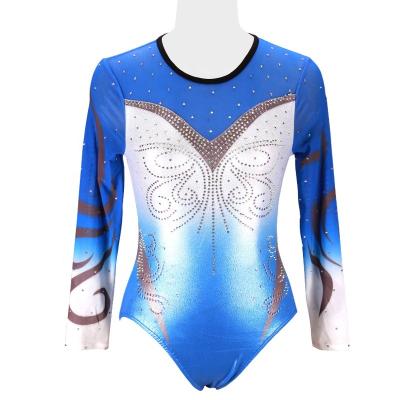 China Good Quality Crystal Sublimation Training Wear Long Sleeve Girls Gymnastics Dancer Tights Fabric 250gsm One Piece Activewear Ballet Dancer Tights for sale