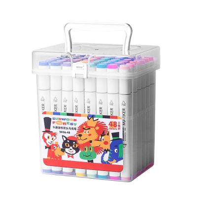 China SUNWOOD Art Marker Dual Tips Alcohol Ink Marker 48 Colors SH26-48 for sale