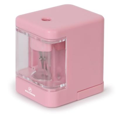 China SUNWOOD Plastic Electric Pencil Sharpener Automatic For Kids Plastic Classroom Battery Operated With Pink USB Line for sale