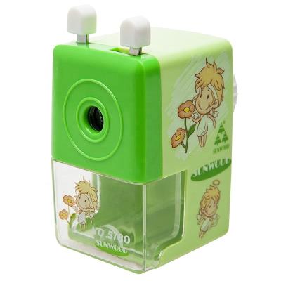 China SUNWOOD Plastic + Helical Blade Pencil Sharpener Machine Manual Plastic For Classroom Kids School Office And Teacher Supplies 5180 Green for sale