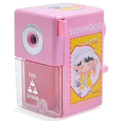 China SUNWOOD Manual Plastic Pencil Sharpener Machine Plastic for Classroom Kids School Office and Teacher Supplies 5199 Pink for sale