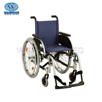 China Lightweight Folding BWHM-1B28 Oxford Fabric Wheelchair Aluminum Manual Wheelchair 100*31*74 for sale