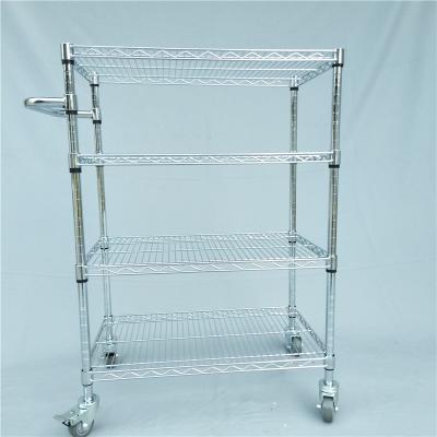 China Factory Direct Sales Viable Customized Chrome Wire Shelving Stainless Steel Wire Mesh Kitchen Rack With Wheel Cart for sale