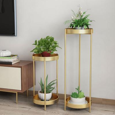 China Modern Iron Art Style Plant Planter Pot Rack Nordic Foldable Gold Metal Indoor Flower Stand for sale