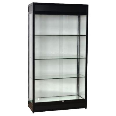 China Modern Glass Collectibles Shopping Shelf Makeup Wall Vitrine Cabinet Display Showcase for sale