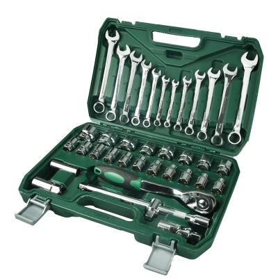 China Hand Tool Adjust Wrench Set, 37-Piece Socket Wrench Set Standard SAE and Metric Sizes with Adapters and Ratchet Handle for sale