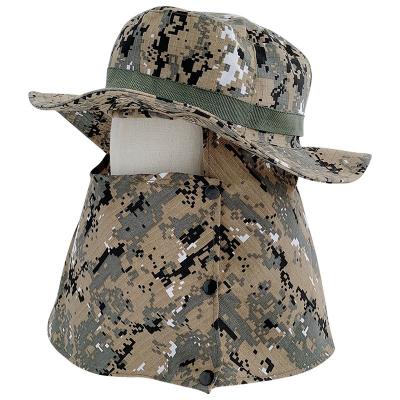 China Quality Outdoor Cotton Multifunctional Custom Logo Camo Wind Uvproof Men's Sport Fishing Sun Bucket Quick Dry Foldable Hat for sale