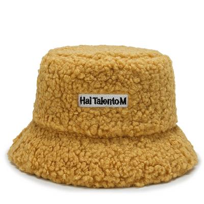 China Keep Warm Custom Colorful Soft Plush Women's Winter Embroidery Fluffy Furry Adjustable Logo Bucket Hat Pattern for sale