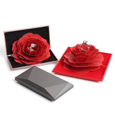 China Wedding Proposal Ring Display Magic Red Custom Flower Jewelry Paper Premium Gift Box for sale