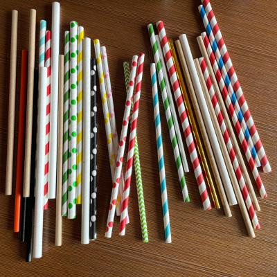 China Festival Decoration Disposable Cocktail Bar Stripe End Wrapping Paper Colorful Eco-friendly Packaging Pointed Drinking Straw for sale