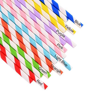 China 2022 Disposable New Design Color Striped Disposable Paper Straws Paper Straws 6*197 Mm Packaging Environmentally Friendly Straws for sale