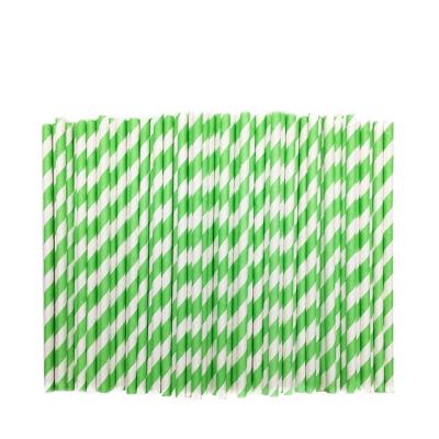 China Hot Selling Green Polka Dots Disposable Striped Paper Straws 6*205 Mm Disposable Paper Straws Kraft Paper Paper Straws for sale