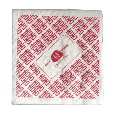 China Printed Custom Beverage Napkins With Logo 25CM White Folding Wedding Paper Napkin for sale