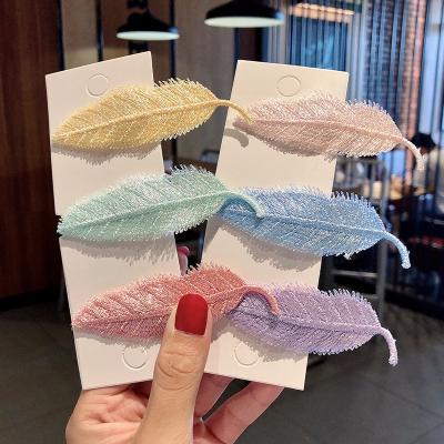 China Fashion Hair Accessories Wholesale Sweet Color Leaf Hair Clip Girl Hair Accessories for sale