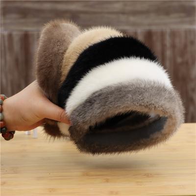 China Pure Color Winter High Quality Trendy Fashion True Mink Headband For Women for sale