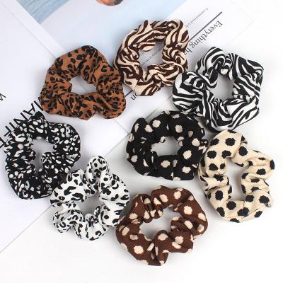 China New Decration Fashion Cloth Leopard Dot Stripe Hair Band Pony Tail Head Scrunchies For Women Girls for sale