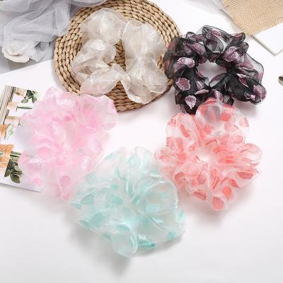 China 2020 trendy fashion fabric hair scrunchies for women girls printing elastic design hair scrunchies for sale