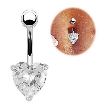 China Trendy Wholesale Crystal Heart Belly Piercing Ombligo Navel Piercing Nombril Belly Button Rings Body Jewelry for sale