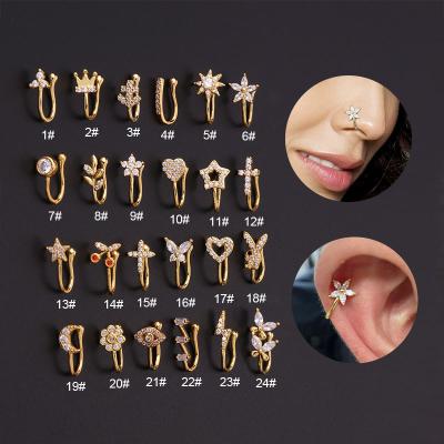 China New Arrival CLASSIC Non Piercing Nose Rings Multi Design Ear Cuff Earrings Gold Silver Nose Rings For Women for sale