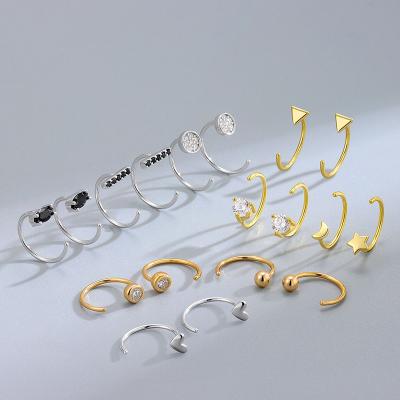 China High Quality FASHIONABLE Gold Heart Nose Ring S925 Sterling Silver Nose Piercing Jewelry For Adults Children for sale