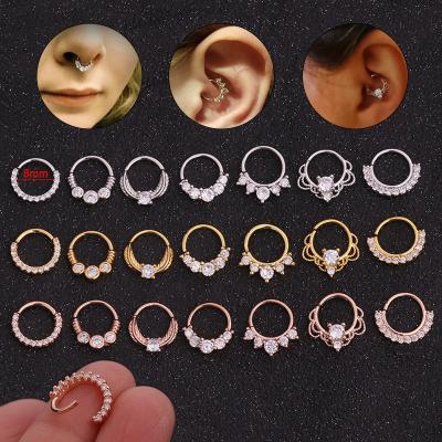 China New Arrival 7 Designs Gold Silver FASHION Zircon Nose Piercing Nose Ring Dangle For Women Girls for sale